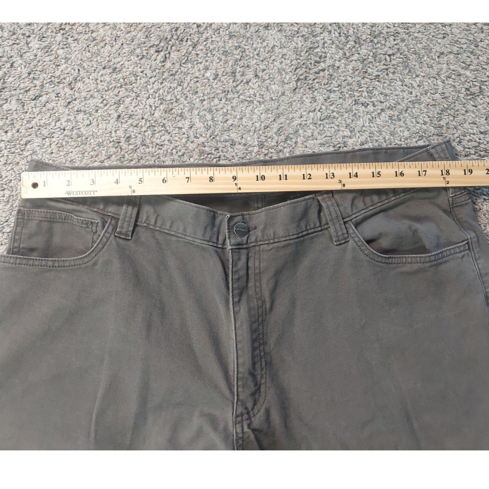 Carhartt Pants Mens 40x30 Gray Relaxed Fit Canvas Work Utility Trousers 5-Pocket - Picture 4 of 6